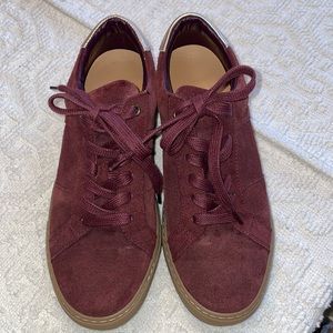GREATS Brooklyn Women’s Burgundy Maroon and Rose Gold Suede Sneakers‎ Size 8.5